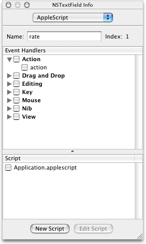 The Info window, after supplying an AppleScript name for the exchange rate field