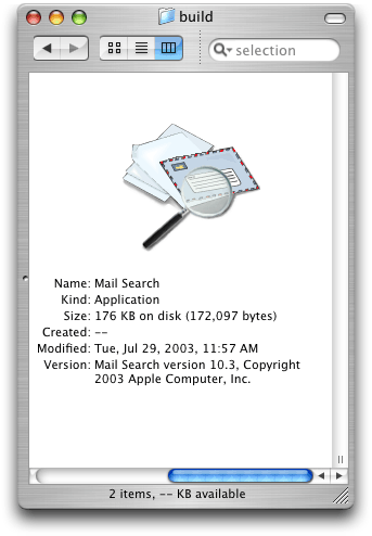 The Mail Search icon in the Finder