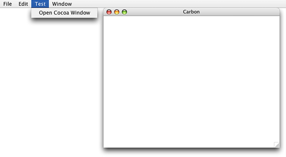 The Carbon user interface for the CocoaInCarbon application