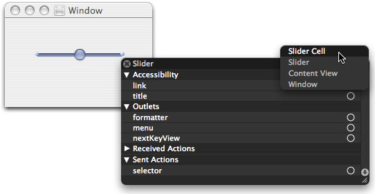 Selecting the cell of a control in Interface Builder