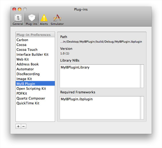 Interface Builder preferences panel