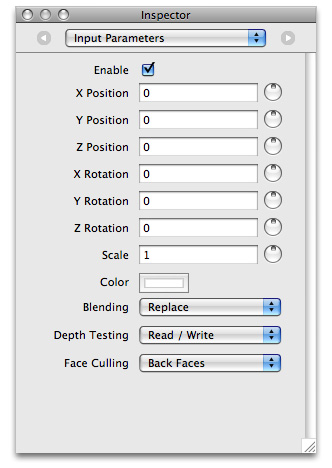 The Input Parameters pane for the Teapot patch