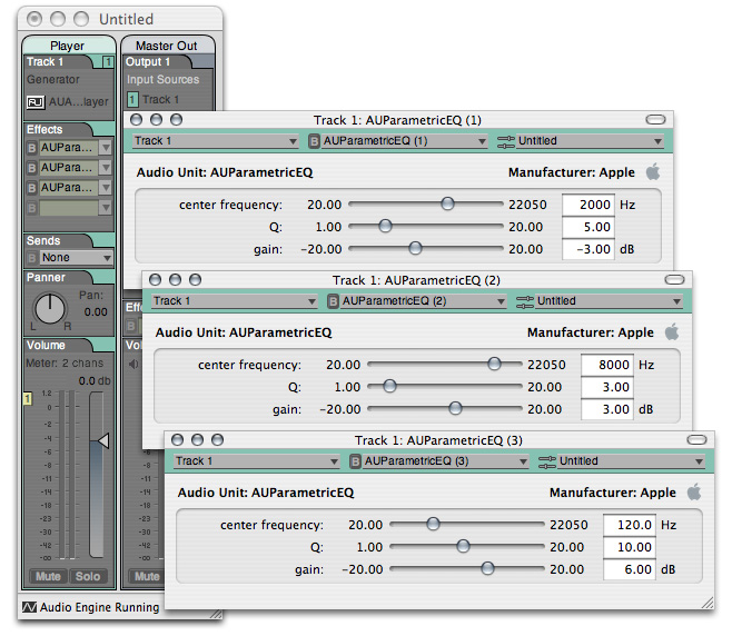 Multiple instantiation of audio units in AU Lab