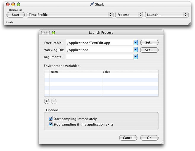 Sampling the launch of an application with Shark