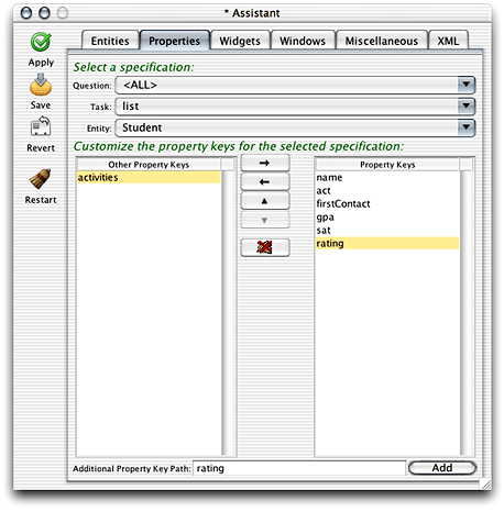 Additional property key for list task