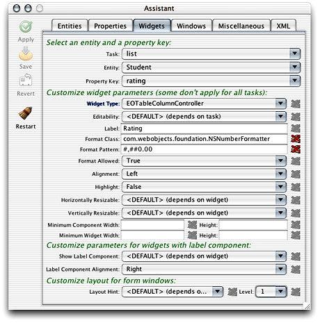 Change formatter for property in list view