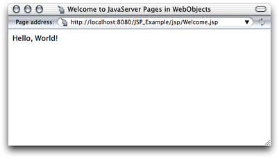 JSP_Example project—the output of Welcome.jsp
